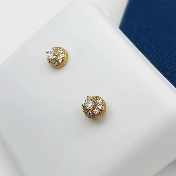 "14K Gold Plated Cubic Zircon Earrings, INUS1BR043 - Picture 4 of 9